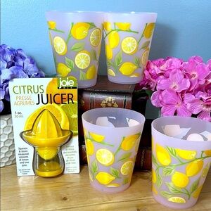 Joie Citrus Juicer and Lemon Print Glass Set, NWT
